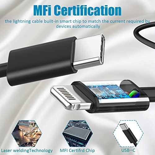 iPhone 14 13 12 11 מטען סופר מהיר [MFI Certified] 20W USB C חסימת מטען קיר עם 10ft Type-C לכבל ברק